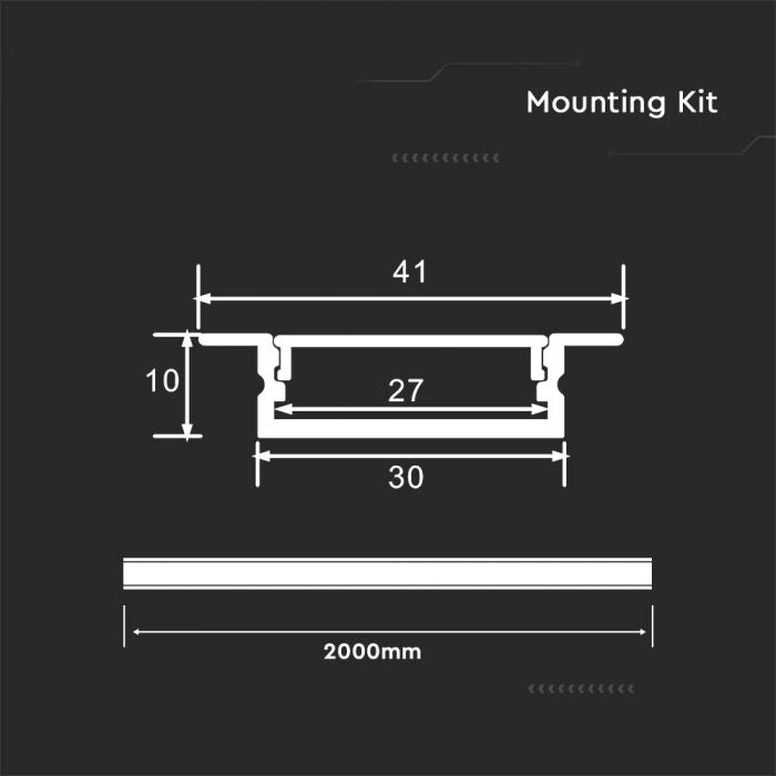 ALUMINIUM PROFILE MILKY COVER 2000x30x10mm