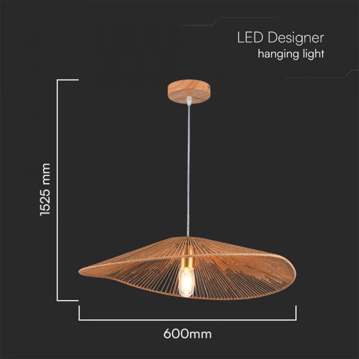 LED DESIGNER PENDANT LAMPHOLDER HEM ROPE E27 600x1525mm