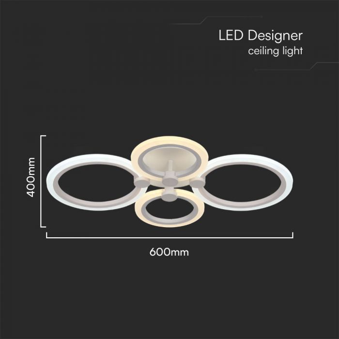 LED CEILING LIGHT 3 STEP DIMMABLE  45W 3900lm 3IN1 600x400x100mm WHITE