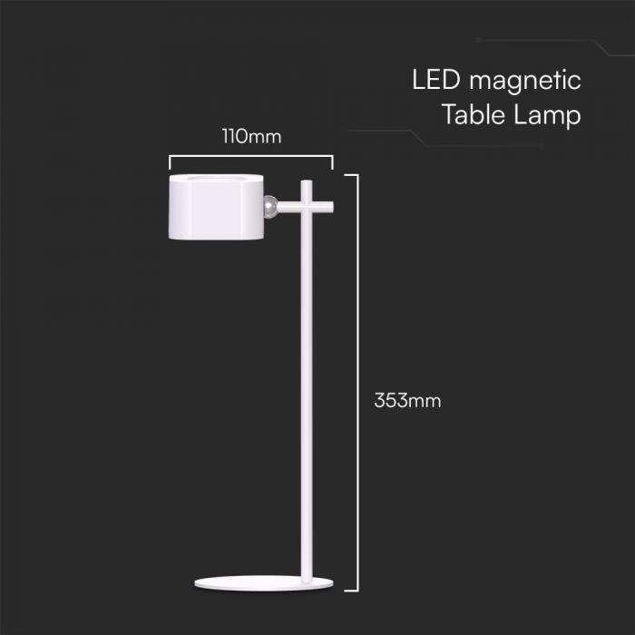 LED MAGNETIC TABLE LAMP TOUCH DIMMING 3W 300lm 3IN1 353x110mm WHITE