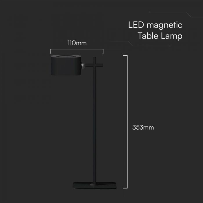 LED MAGNETIC TABLE LAMP TOUCH DIMMING 3W 300lm 3IN1 353x110mm BLACK