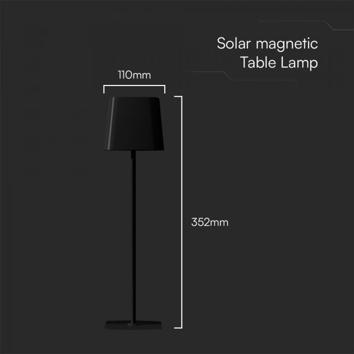 LED SOLAR MAGNETIC TABLE LAMP TOUCH DIMMING 5W 400lm 3IN1 352x120mm BLACK IP65