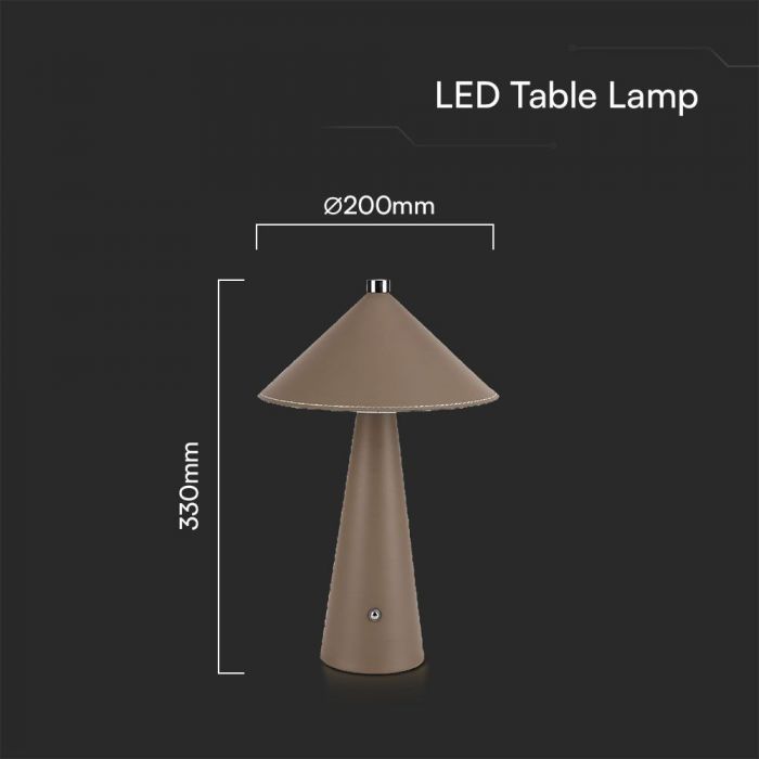 LED TABLE LAMP TOUCH DIMMABLE/RECHARGEABLE  3W 240lm 3IN1 200x330mm BROWN