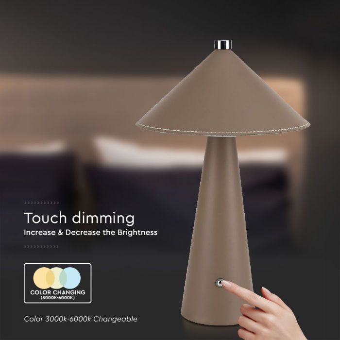 LED TABLE LAMP TOUCH DIMMABLE/RECHARGEABLE  3W 240lm 3IN1 200x330mm BROWN