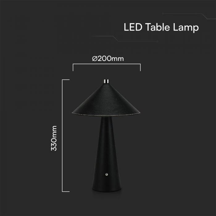 LED TABLE LAMP TOUCH DIMMABLE/RECHARGEABLE  3W 240lm 3IN1 200x330mm BLACK