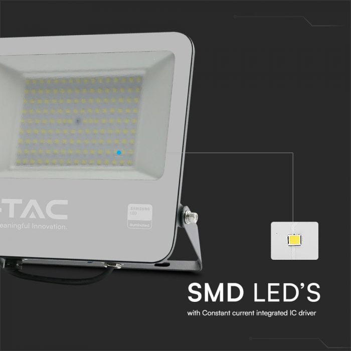 LED FLOODLIGHT 100W CW 8700lm 253.5x40x242.5mm BLACK BODY GREY FROSTED GLASS SAMSUNG IP65