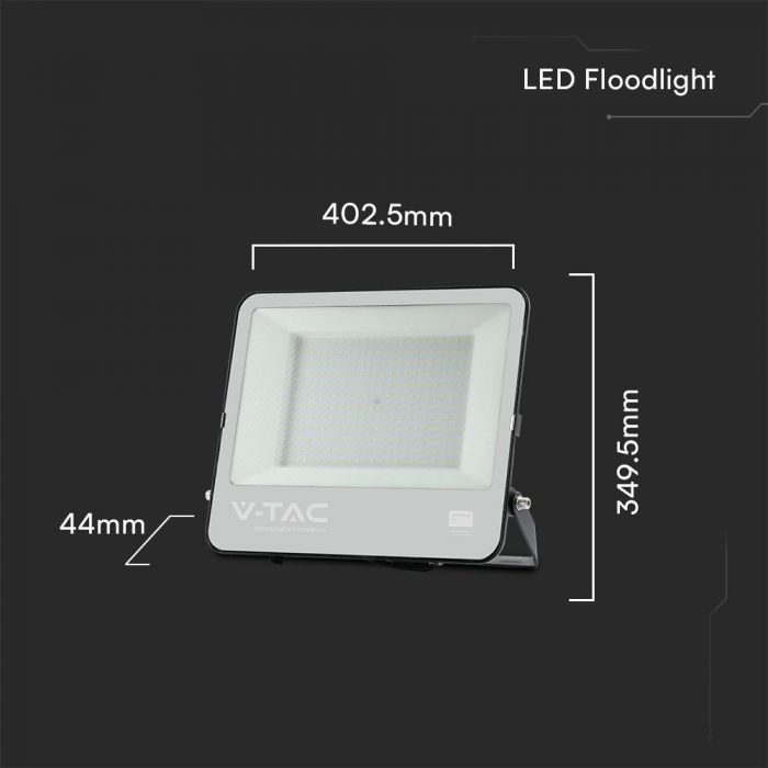 LED FLOOD LIGHT 200W CW 17540lm BLACK BODY GREY FROSTED GLASS SAMSUNG CHIP 402.5x44x349.5mm IP65