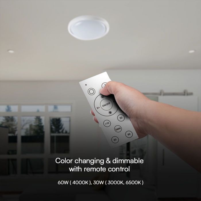 LED DESIGNER Ceiling Light with Remote Control CCT Changing 30/60/30W 6000lm 360° 492x71mm DIMMABLE-Cyclone Cover