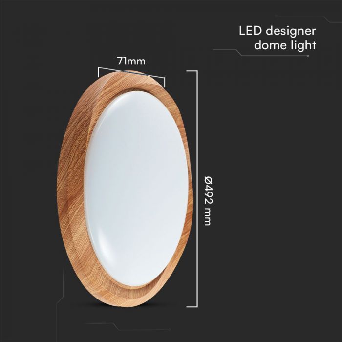 LED DESIGNER Ceiling Light with Remote Control CCT Changing 30/60/30W 6000lm 360° 492x71mm DIMMABLE -WOOD GRAIN CYCLONE COVER