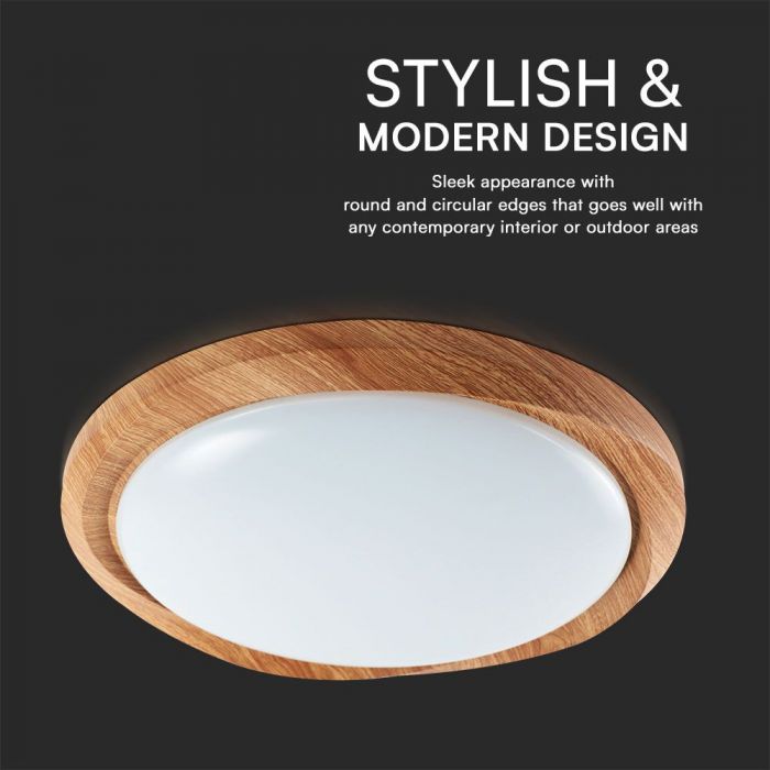 LED DESIGNER Ceiling Light with Remote Control CCT Changing 30/60/30W 6000lm 360° 492x71mm DIMMABLE -WOOD GRAIN CYCLONE COVER