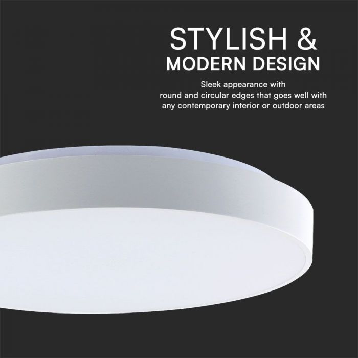 LED DESIGNER Ceiling Light with Remote Control CCT Changing 30/60/30W 6000lm 360° 495x66mm DIMMABLE -ELEGANT WHITE