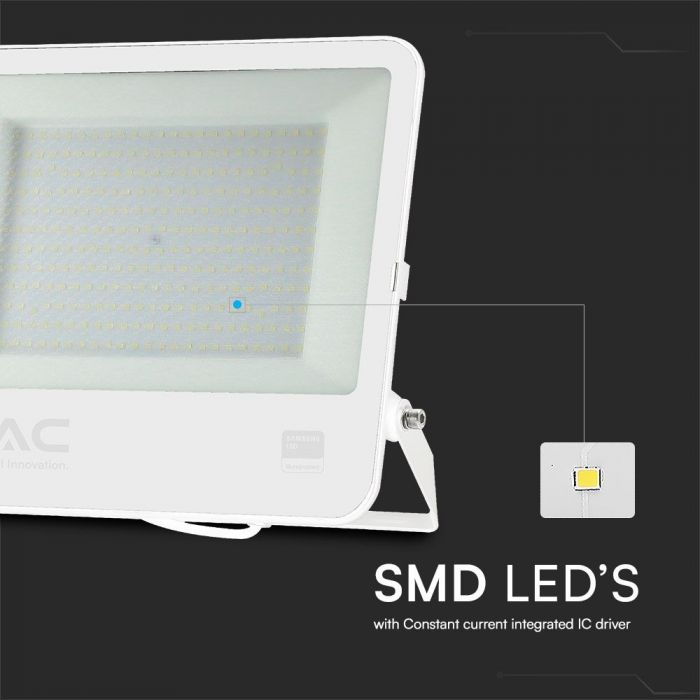 LED FLOOD LIGHT 200W CW 17540lm WHITE BODY WHITE FROSTED GLASS SAMSUNG CHIP 402.5x44x349.5mm IP65