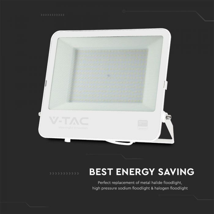 LED FLOOD LIGHT 200W CW 17540lm WHITE BODY WHITE FROSTED GLASS SAMSUNG CHIP 402.5x44x349.5mm IP65