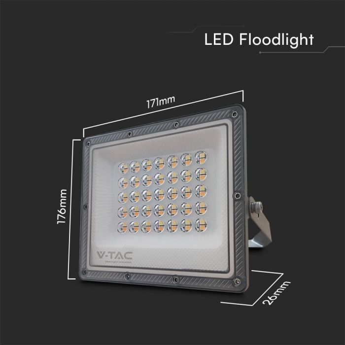 LED FLOOD SLIM 30W 3IN1 90° 2350lm IP65 GUN GREY