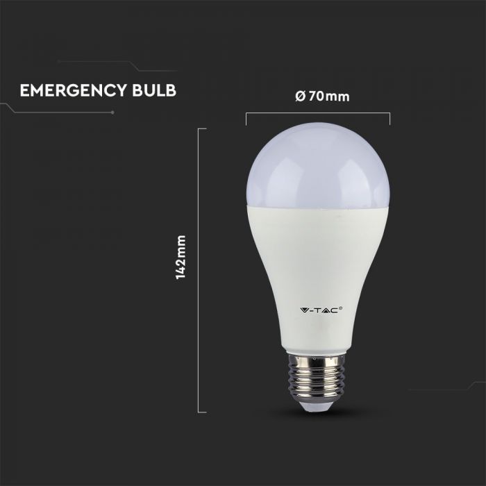 LED EMERGENCY E27 LAMP 9W WW 806lm 200° (3Hrs) SAMSUNG CHIP