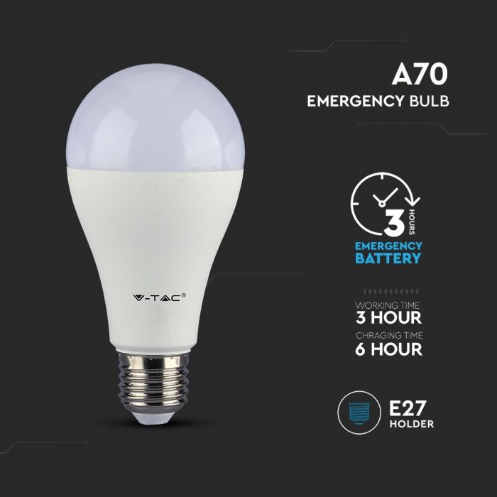 LED EMERGENCY E27 LAMP 9W WW 806lm 200° (3Hrs) SAMSUNG CHIP