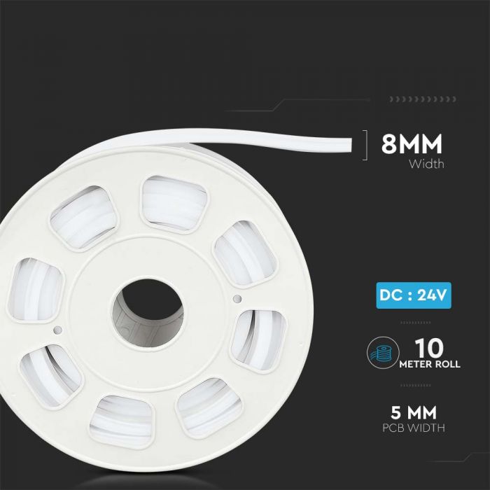 LED NEON FLEX 120LEDs DL 24V 8W 450lm 10M/ROLL 160° IP65