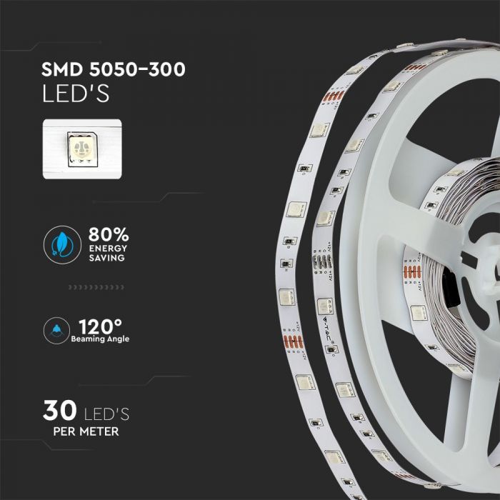 LED STRIP LIGHT RGB 5050 SMD 500Lm 60LED/4.8W/M 12V SET (EU PLUG-2X5M-REMOTE-ADAPTOR)