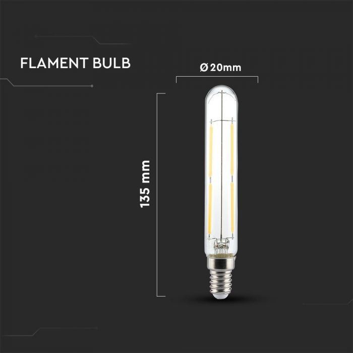 LED E14 FILAMENT LAMP T20 4W DL 400lm 300° 20X135 A++