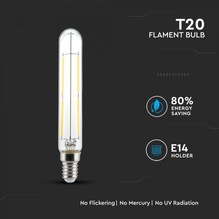 LED Bulb 4W E14 T20 Filament Clear Glass 4000K