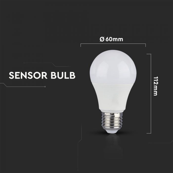 LED E27 LAMP 9W CW 806lm 200° 60X112 WITH MICROWAVE SENSOR