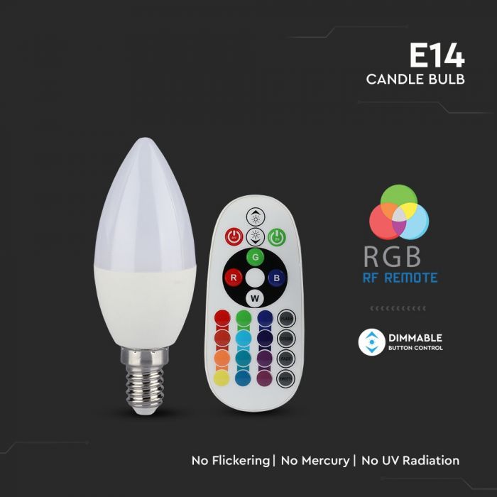 LED E14 LAMP RGB+DL 3.5W 320lm 200° CANDLE WITH REMOTE CONTROL DIMMABLE