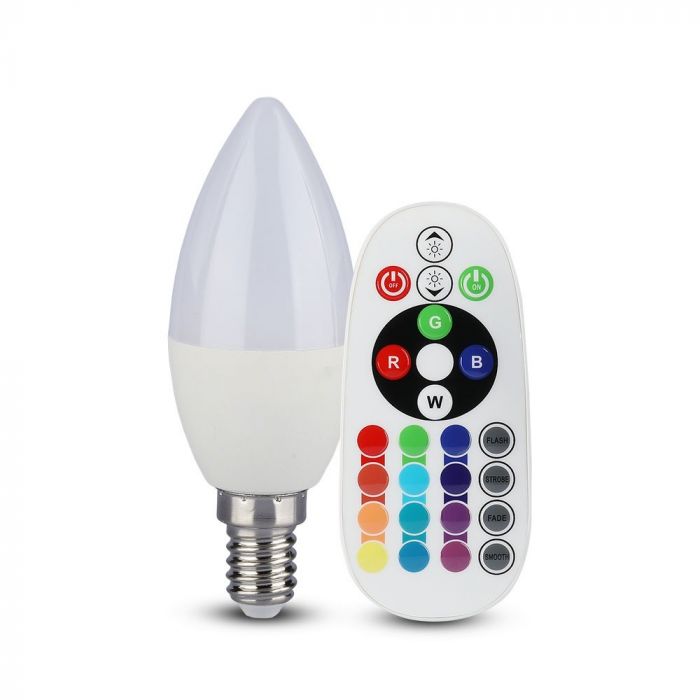 LED E14 LAMP RGB+DL 3.5W 320lm 200° CANDLE WITH REMOTE CONTROL DIMMABLE