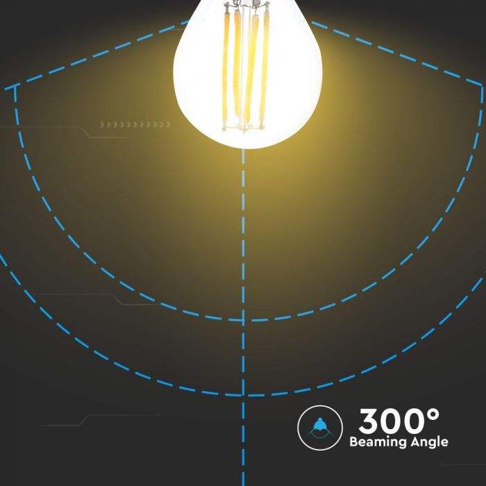 LED E27 FILAMENT LAMP 6W CW 600lm 300° 45X72 G45 GLOBE