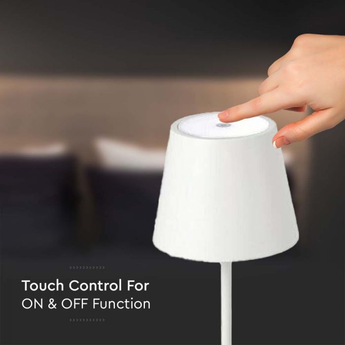 LED RECHARGEABLE DESK LAMP TOUCH DIMMABLE WW 3W 70lm WHITE BODY