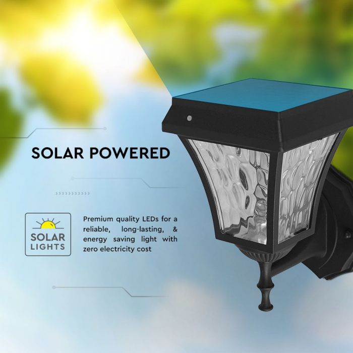 LED SOLAR WALL LAMP MATT BLACK  CCT 3IN1 110Lm 170° 19x15x24 IP65