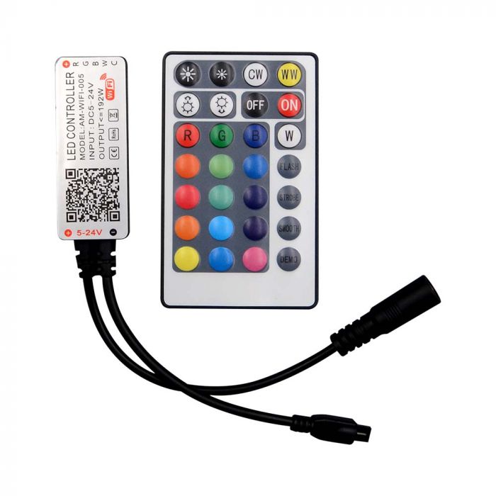 LED WIFI CONTROLLER WITH REMOTE CONTROL 3IN1 RGB 28 Buttons 120/240W 10A 12/24V