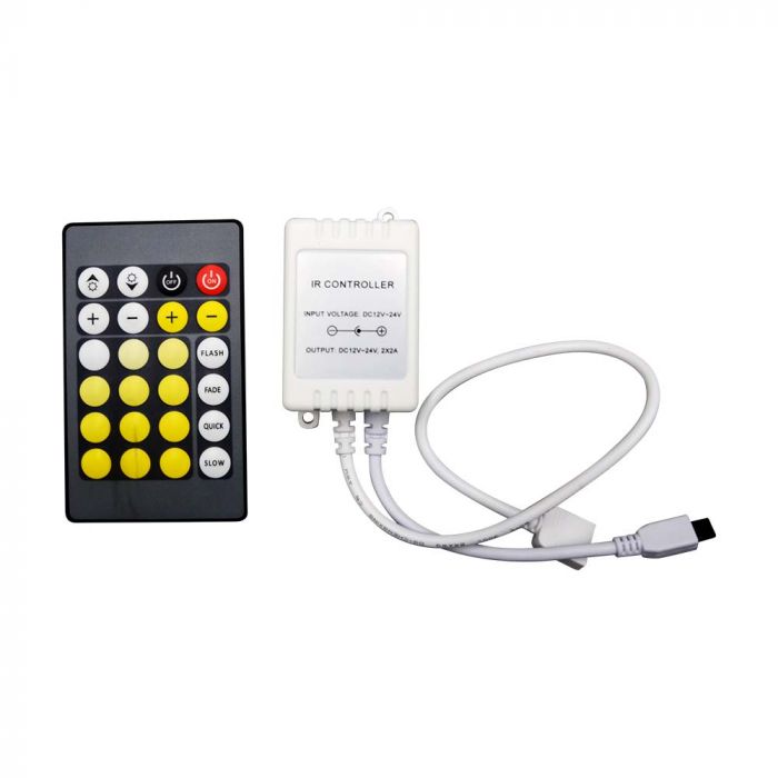 LED INFRARED CONTROLLER WITH REMOTE CONTROL CCT 3IN1+RGB 24 BUTTONS 72/144W 6A 12/24V