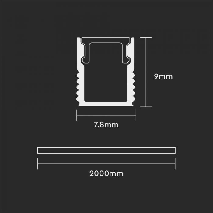 ALUMINIUM PROFILE MILKY COVER-SURFACE- 2000x7.8x9mm