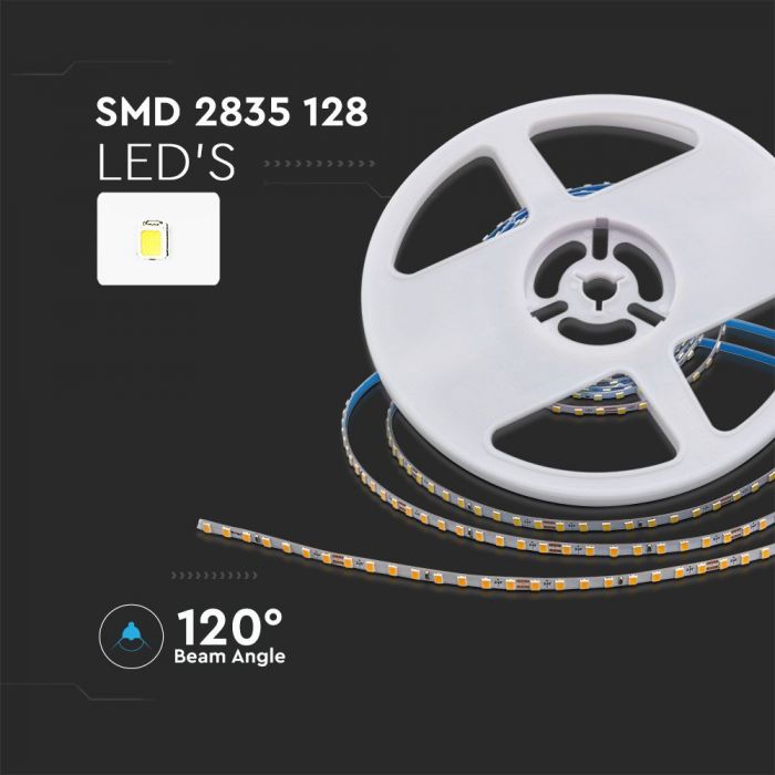 LED STRIP LIGHT SMD 128LEDs WW 1150Lm 9W/M 24V 5M 4mm