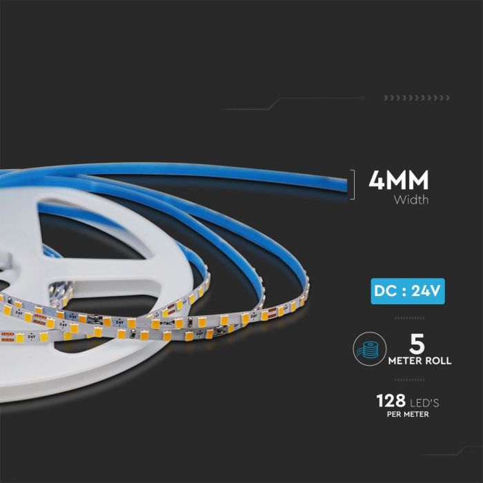 LED STRIP LIGHT SMD 128LEDs DL 1150Lm 9W/M 24V 5M 4mm