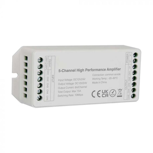 LED 5 CHANNEL AMPLIFIER Max 15A 12/24V