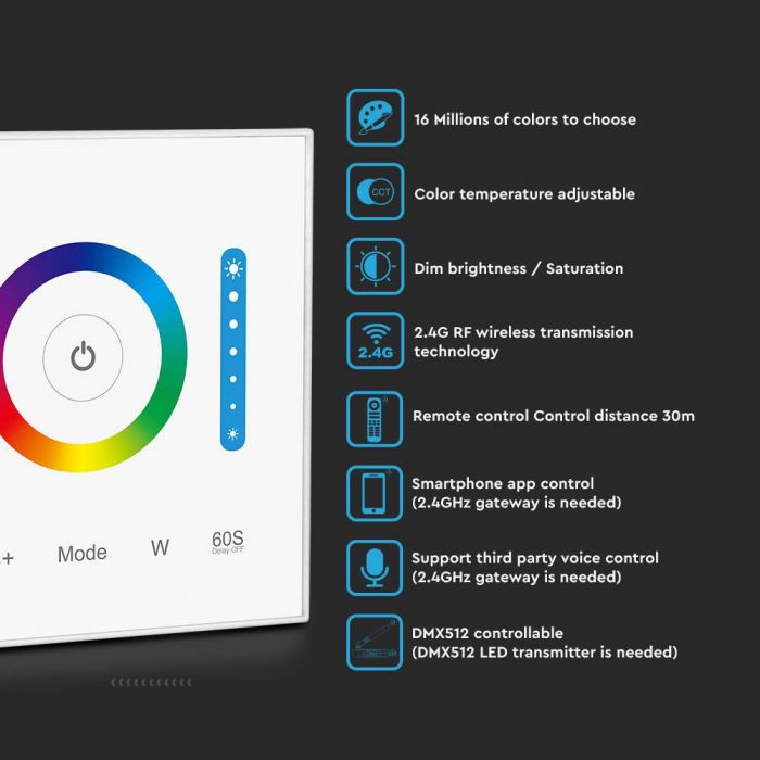 LED 3IN1 CONTROLLER 86x86mm Max 10A 12/24V