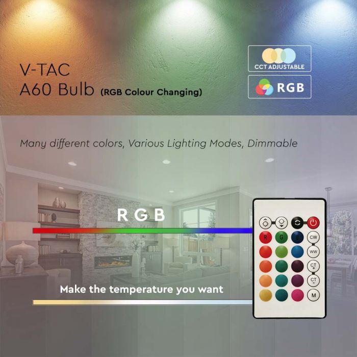 LED E27 LAMP SMART RF CONTROL 8.5W RGB+DL 806lm 200° 60X120 DIMMABLE