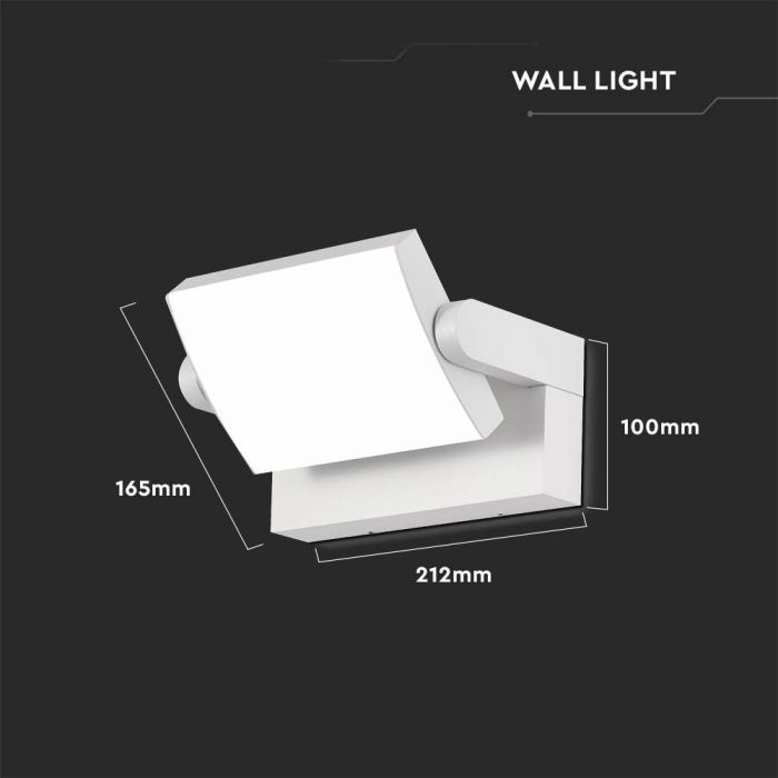 LED WALL LIGHT 17W DL 2520lm 350° 212x165x100 WHITE IP65