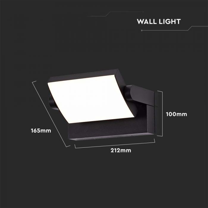 LED WALL LIGHT 17W DL 2520lm 350° 212x165x100 BLACK IP65