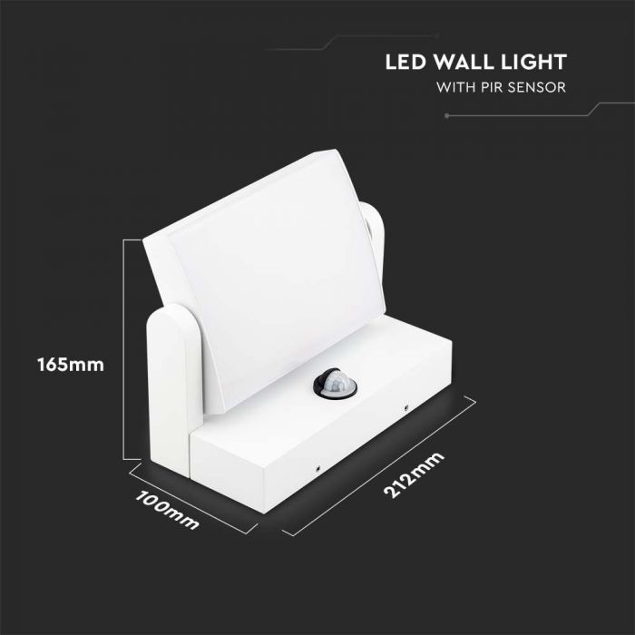 LED WALL LIGHT SENSOR 17W WW 2520lm 350° 212x165x100 WHITE IP65