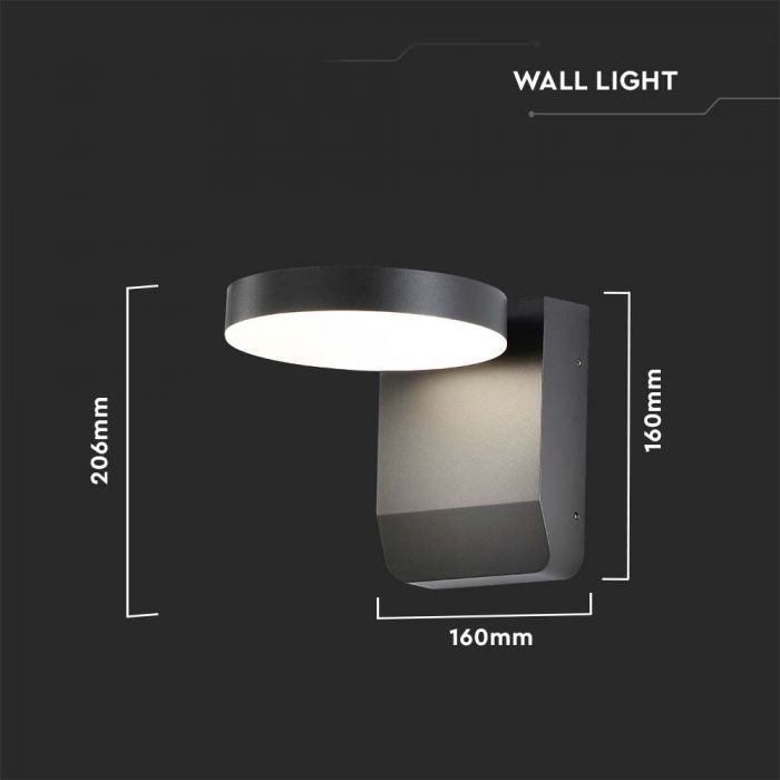 LED WALL LIGHT BLACK ROUND 17W WW IP65