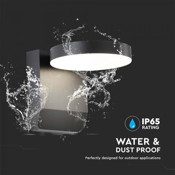 LED WALL LIGHT BLACK ROUND 17W WW IP65