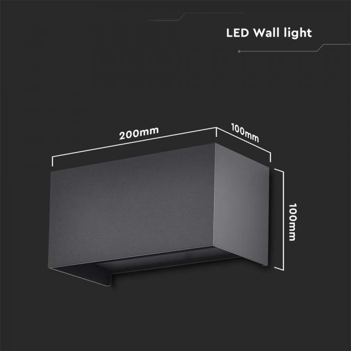 LED WALL LIGHT BLACK 24W WW 2720lm 120° 200x100x100 ALUMINIUM IP65