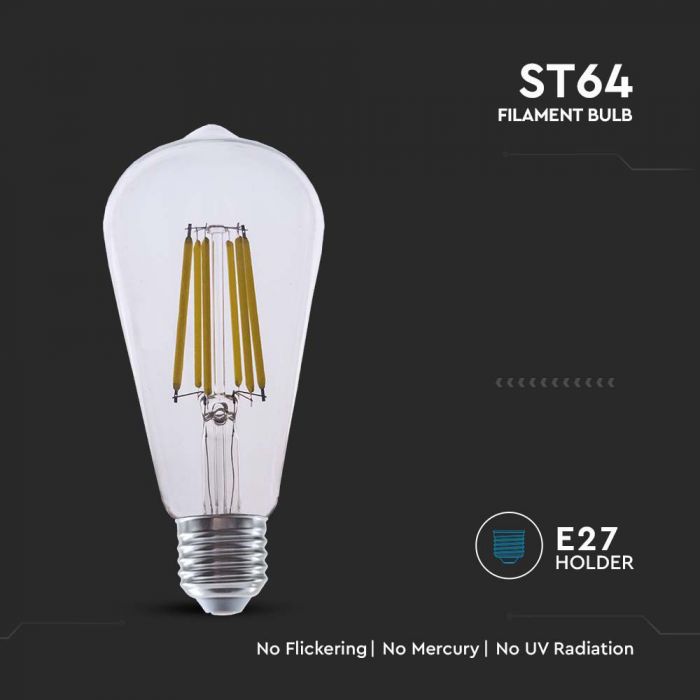 LED E27 FILAMENT LAMP ST64 4W WW 840lm 300° 64x143mm