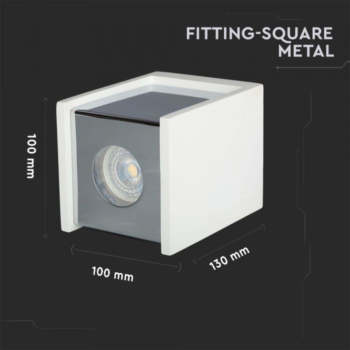 LED SURFACE WHITE GYPSUM SQUARE WITH METAL CHROME BOTTOM GU10 10X10X13