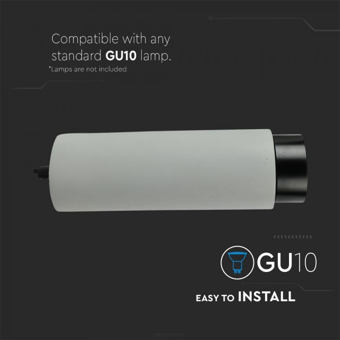 GU10 Fitting Gypsum Concrete Pendant Metal Gun Black Bottom