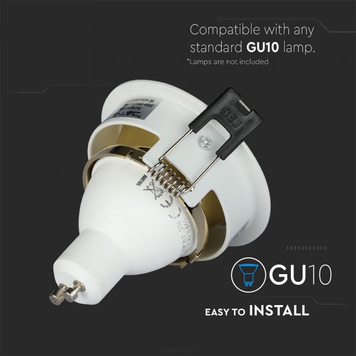 LED BRACKET GU10 ROUND WHITE + GOLD ALUMINIUM + PC 79X32 (72)