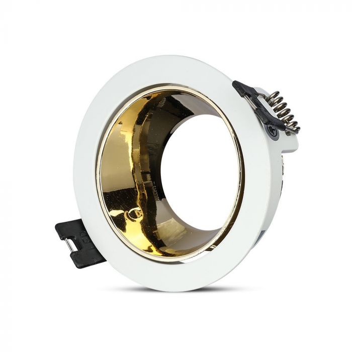 LED BRACKET GU10 ROUND WHITE + GOLD ALUMINIUM + PC 79X32 (72)