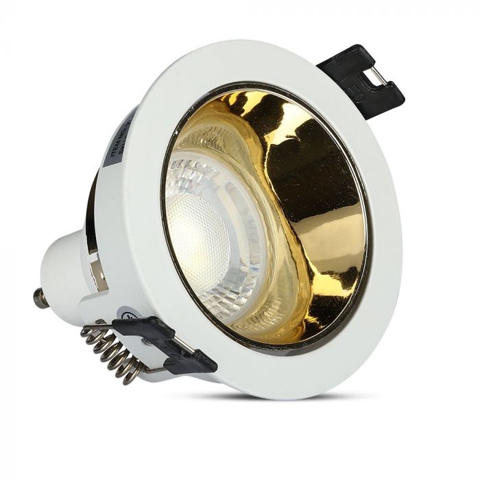 LED BRACKET GU10 ROUND WHITE + GOLD ALUMINIUM + PC 79X32 (72)